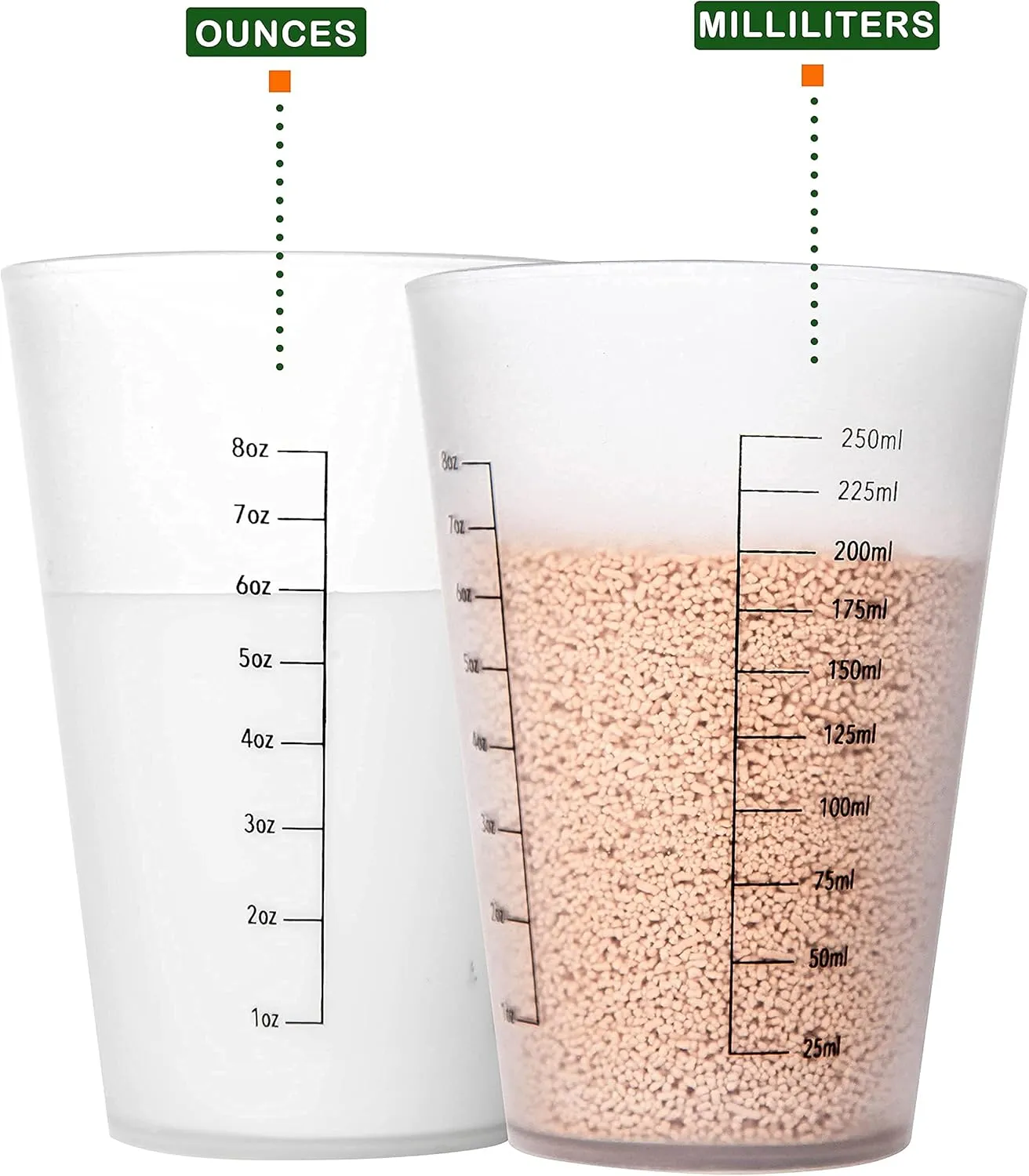 20 Pcs Plastic Measuring Cups for Liquids Cooking Ounces Reusable 8 oz Paint Mixing Cup, Kitchen Drinking Measure Cup Set