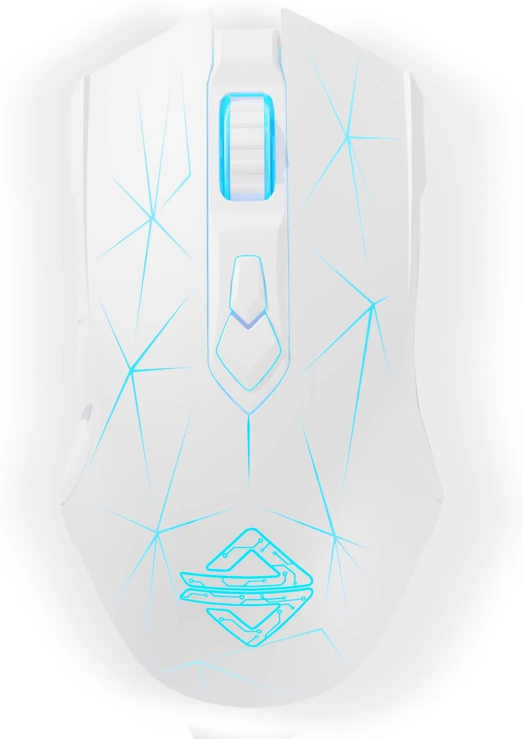 AJ52PRO Wired Wireless Bluetooth Gaming Mouse with RGB LED Backlight Adjustable 10000DPI Ergonomic 7 Programmable Button Rechargeable 800mAh Battery 2.4Ghz USB Receiver for PC Mac PS4 Gamer(StarWhite)