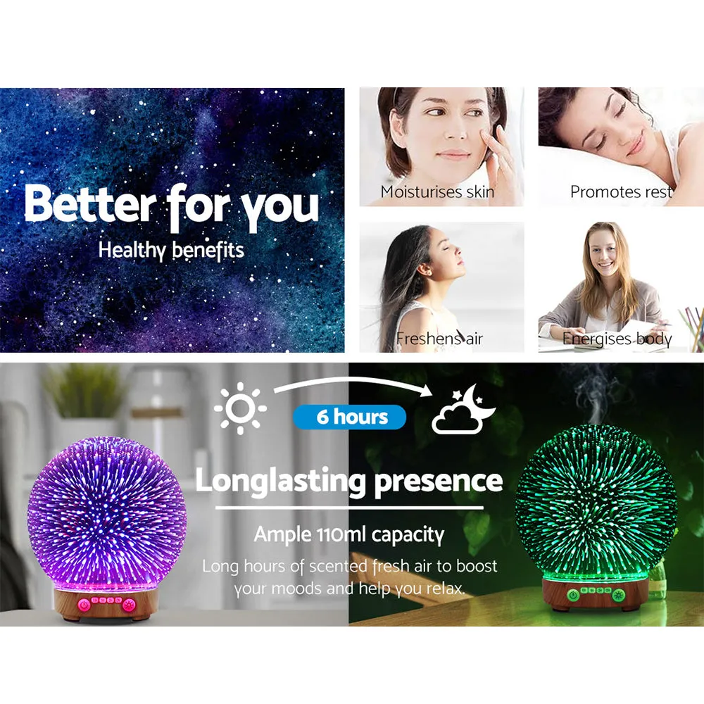 Aromatherapy Diffuser Aroma Humidifier Ultrasonic 3D Firework Light Oil