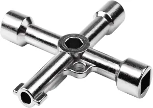 ATOPLEE Electrical Cabinet Key, Surface Polished Antirust 4 Way Utilities Key,Triangle/Square/Panel Cross Key for Faucet,Gas Meter,Valve,Spigots,Electrical Cabinet Opening