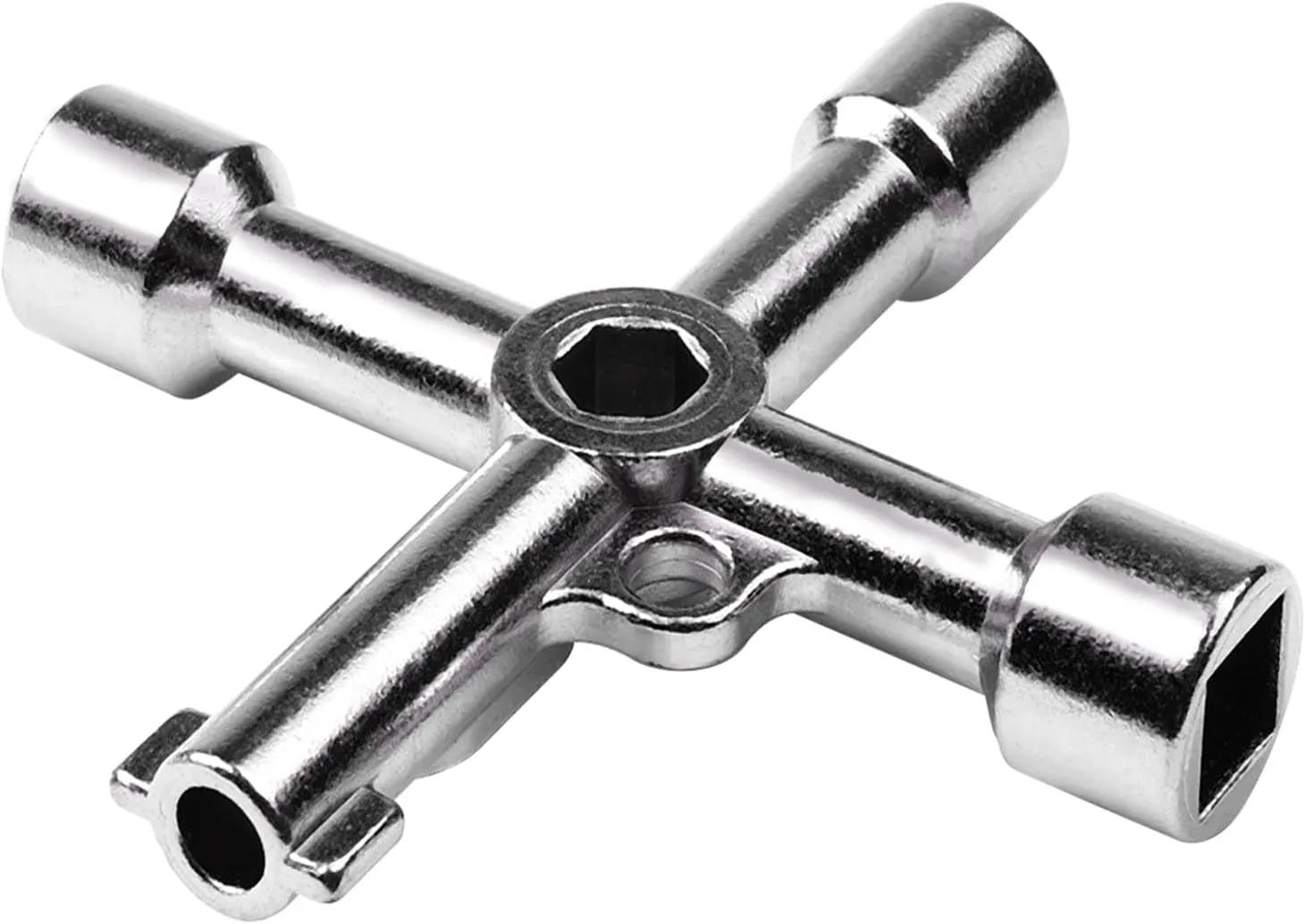 ATOPLEE Electrical Cabinet Key, Surface Polished Antirust 4 Way Utilities Key,Triangle/Square/Panel Cross Key for Faucet,Gas Meter,Valve,Spigots,Electrical Cabinet Opening