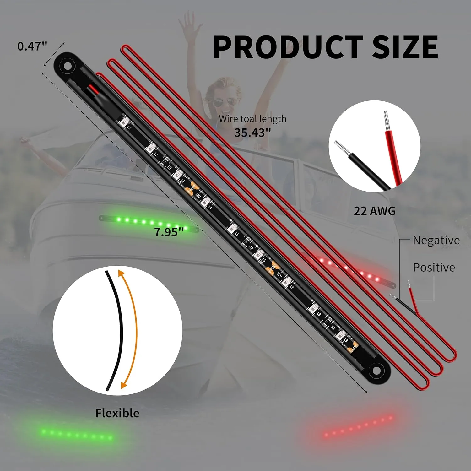 Boat Navigation Lights, Navigation Lighting for Boats Led, Marine Lighting for Night Fishing, Boat Red and Green Bow Lights, Deck Lights for Marine, Yacht, Kayak, BassBoat, Pontoon