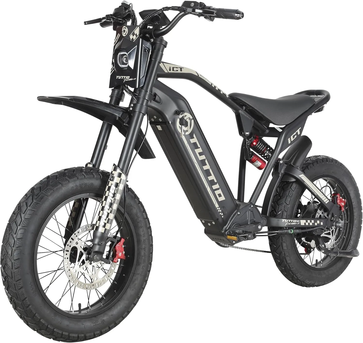 Electric-Dirt-Bike for Adults-Teens, ICT Peak 4000W-43MPH-60V-25AH Electric Motorcycle 20" Fat-Tire-Electric-Bike for Mountain Snow Off-Road Fit Age 16 