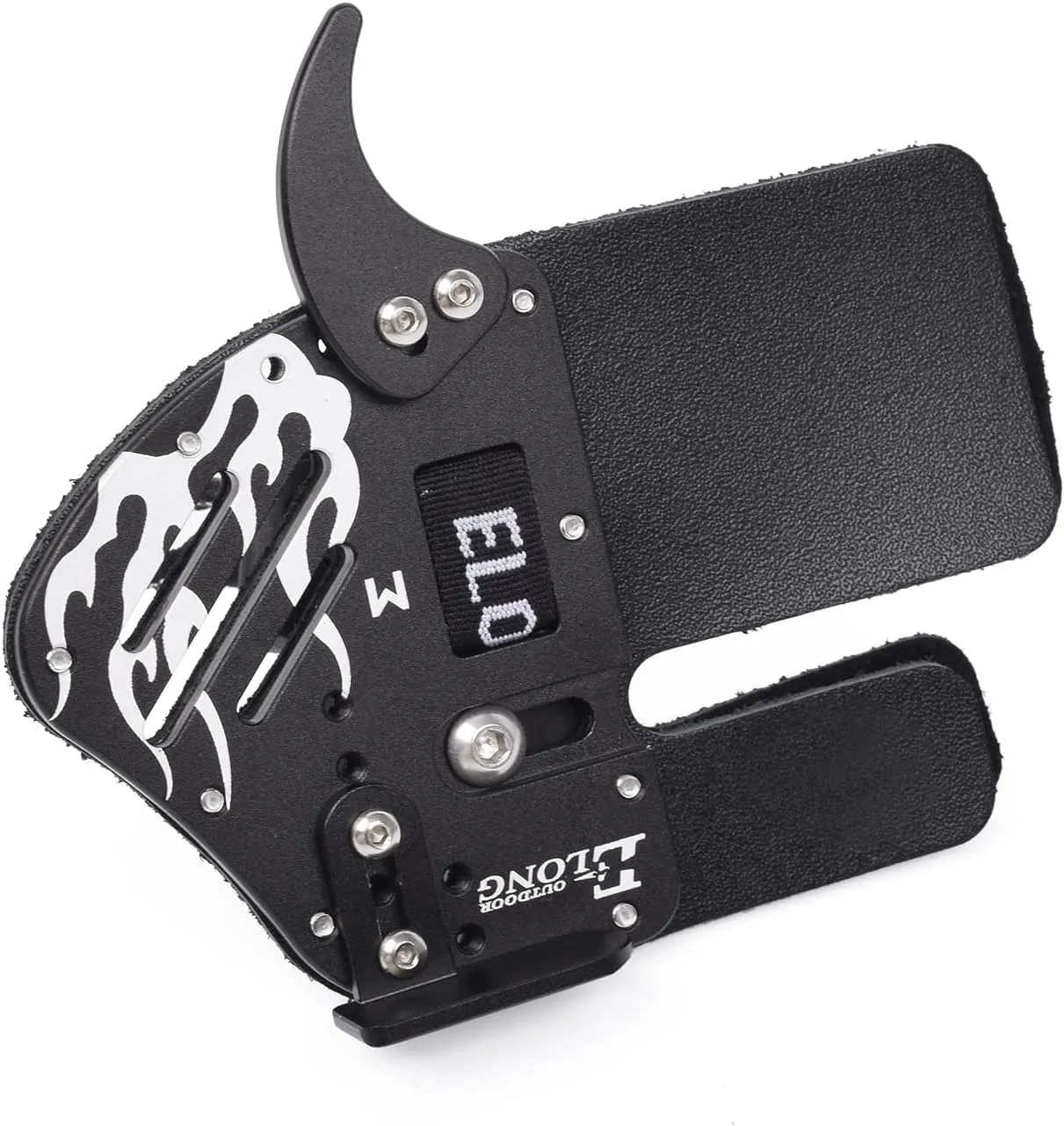 Elong Archery Recurve Bow Finger Tab Genuine Leather   Aluminum Plate Adjustable Finger Guard Protective Gear for Right Hand