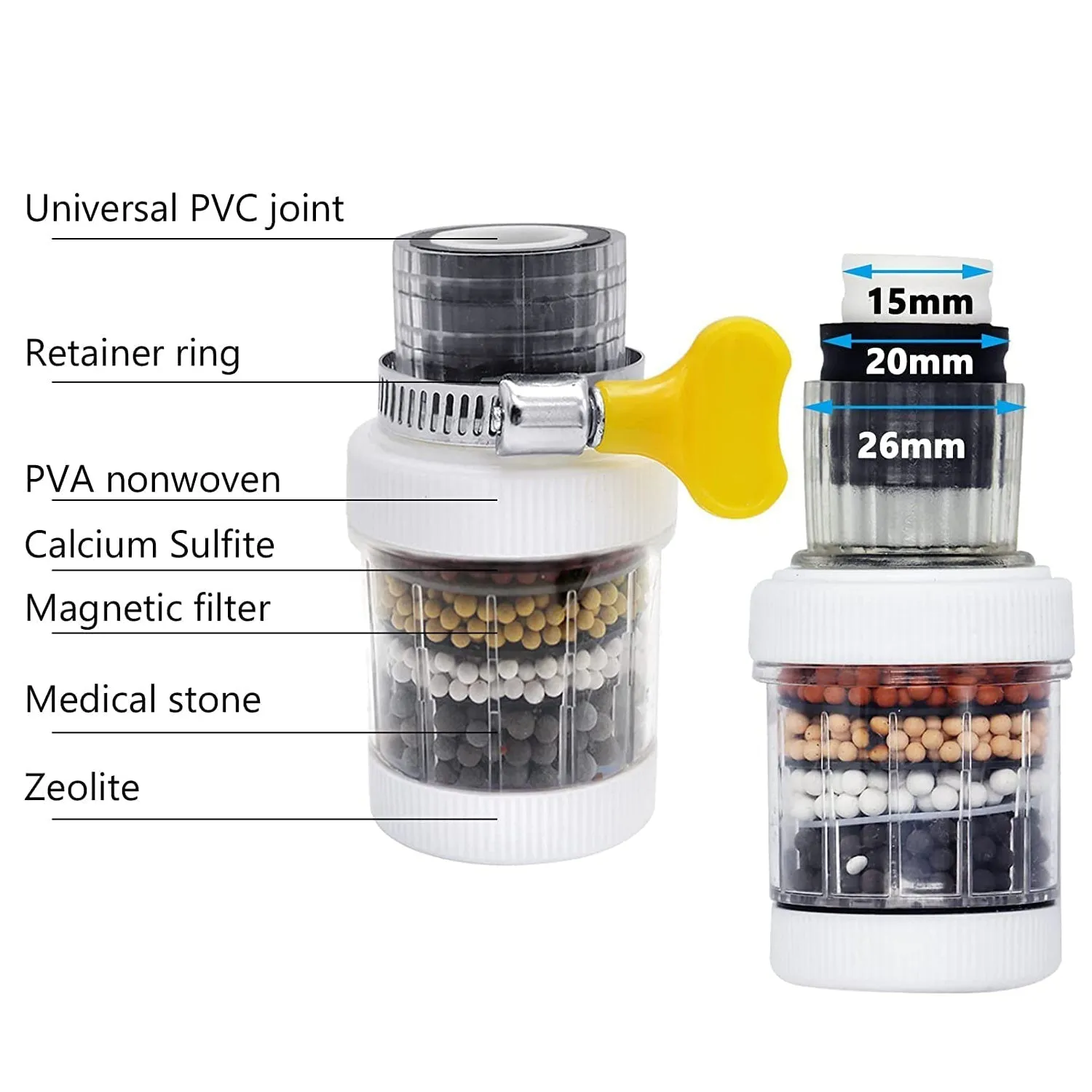 Faucet Water Filter Tap Purifier for Kitchen Sink, Kitchen Tap Activated Carbon Filtration Clean Purifier 4 Layer Filter for Bathroom Home,