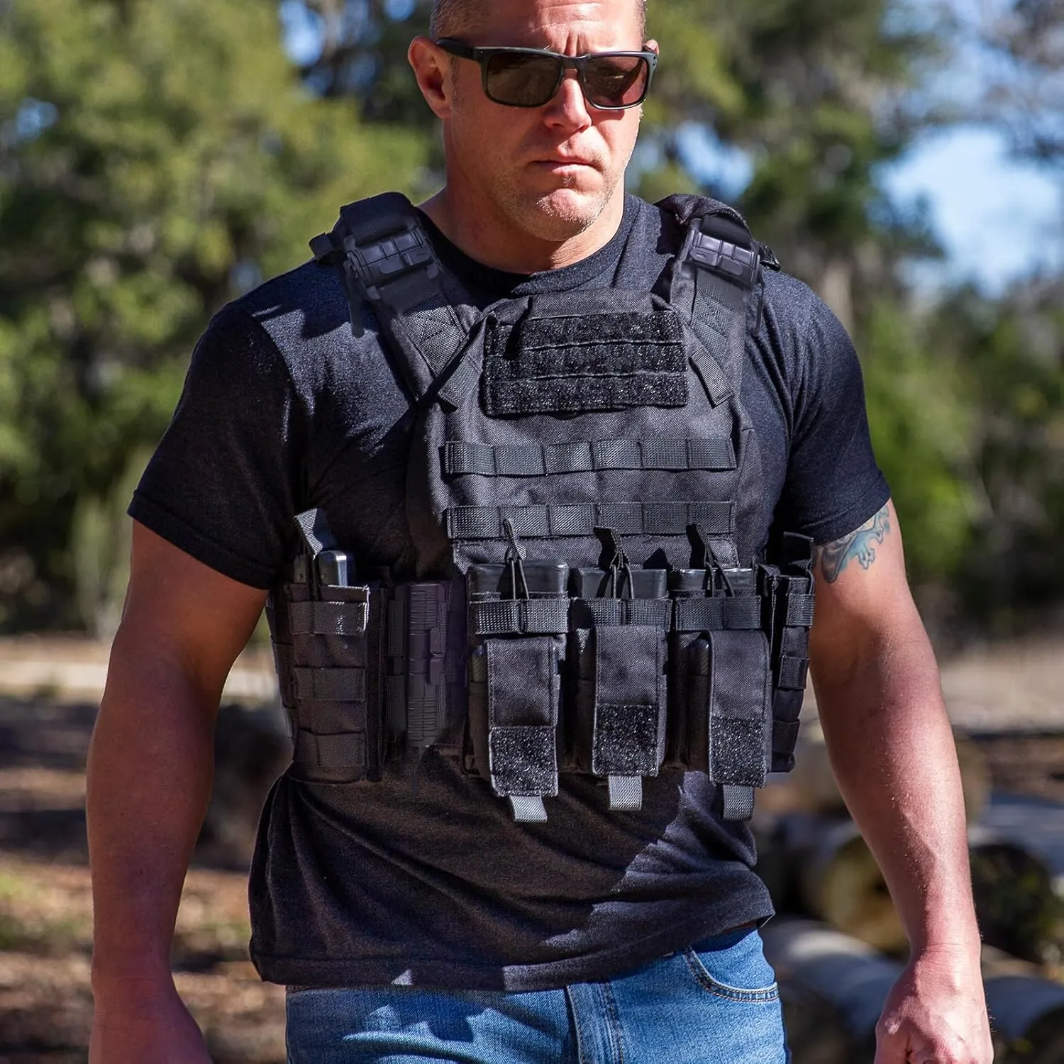 GFIRE Tactical Vest - Airsoft Lightweight Modular 3D Breathable Quick Release Vest, Adjustable Tactical Gear for Training