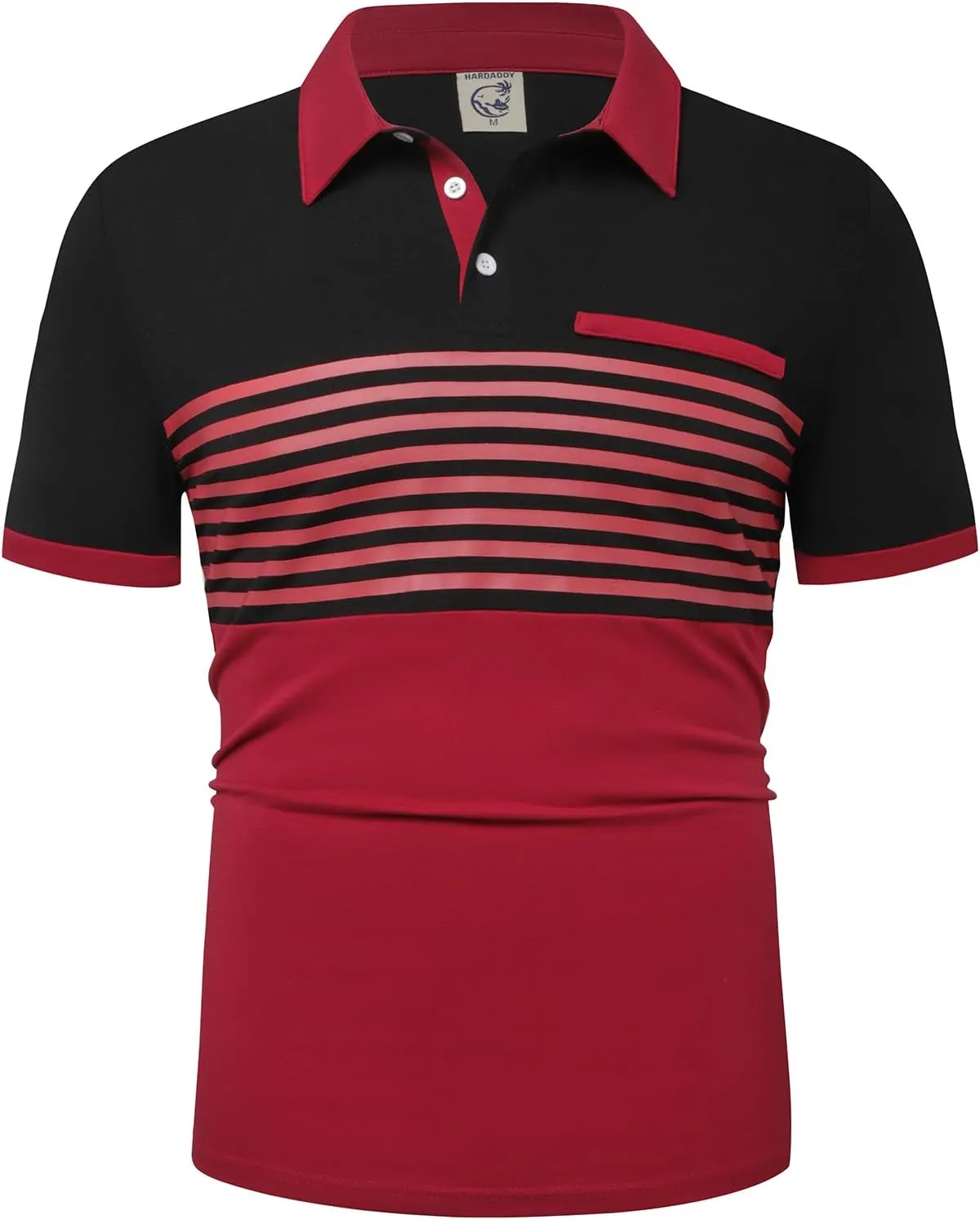 Hardaddy Men's Striped Polo Shirt Short Sleeve Casual Color Block Graphic Tee Collared Golf Shirts for Men