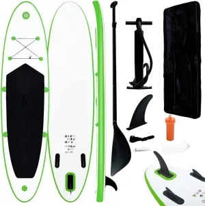 Inflatable Stand Up Paddle Board Set Comfortable and Stable Design, Green and White