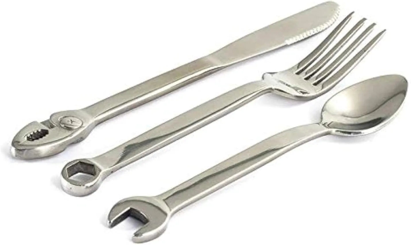  LARGE 3-piece Silverware Set Tool Fork, Knife and Spoon   Silverware Case Storage - Unique Novelty Flatware & Cutlery Set - Kitchen Utensil Set is a Greata Gift & Conversation Piece