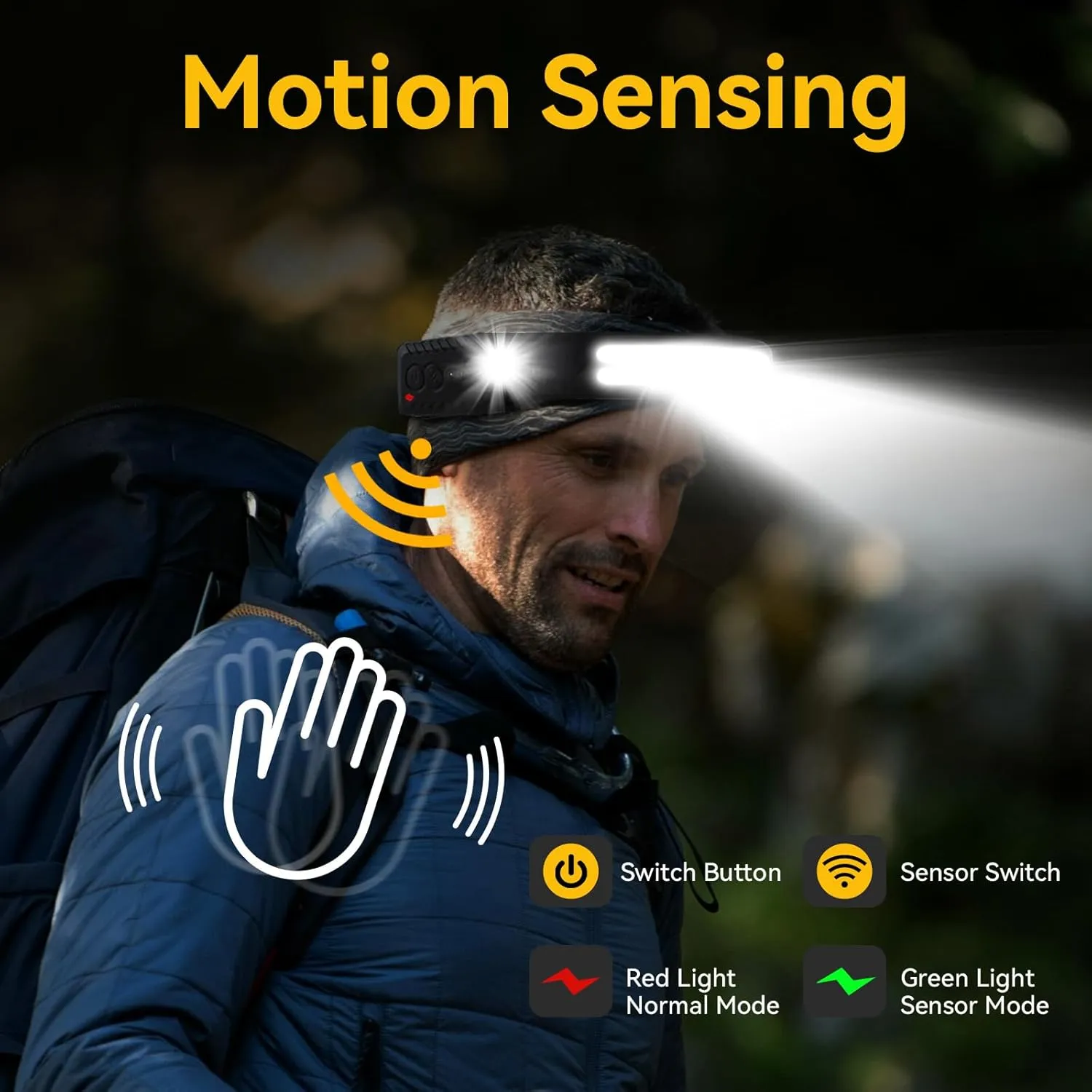 LED Headlamp Rechargeable,5 Modes Bright Head Lights for Forehead, 230Wide Beam Head Lamp, USB C Headband Flashlight for Hard Hat,Camping,Running,Cycling,Fishing(1PCS Black)