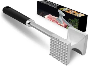 Meat Tenderizer, Dual-side Meat Mallet with Comfortable Grip Handle, Heavy Duty Meat Tenderizer Tool for Tenderizing Steak, Beef, Chicken, Fish and Nuts (Black)