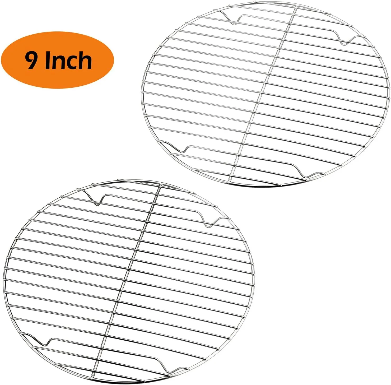 P&P CHEF Cooking Rack Round, Stainless Steel Round Rack for Cooking Cooling Steaming Baking, Fit Air Fryer Pot Pressure Cooker, 2 Pack -Oven & Dishwasher Safe, 9 Inch