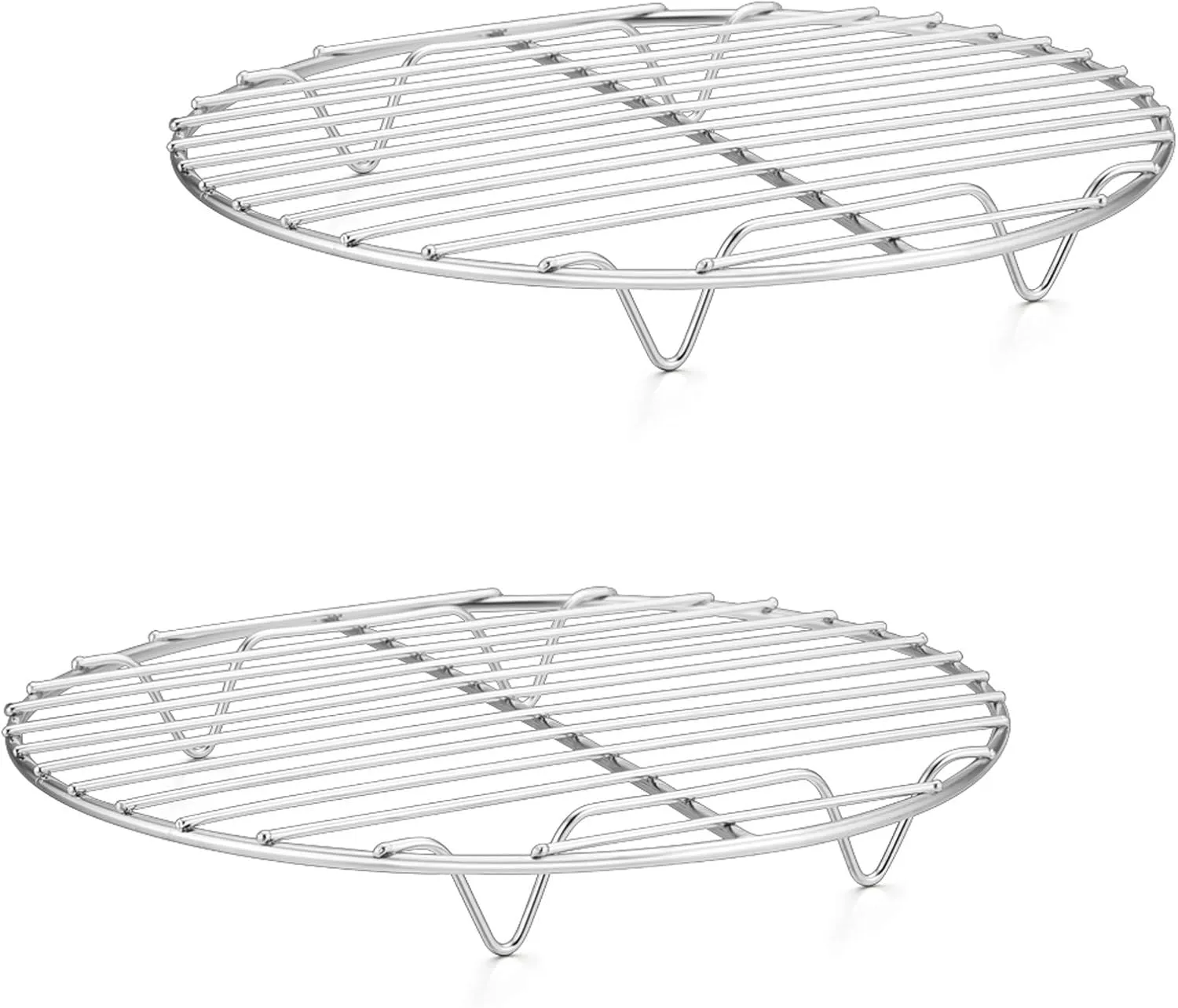 P&P CHEF Cooking Rack Round, Stainless Steel Round Rack for Cooking Cooling Steaming Baking, Fit Air Fryer Pot Pressure Cooker, 2 Pack -Oven & Dishwasher Safe, 9 Inch