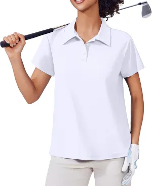 PINSPARK Women's Golf Shirt UPF 50  Polo Shirts Short Sleeve Tennis Tops Collared with 3 Button Athletic T Shirt