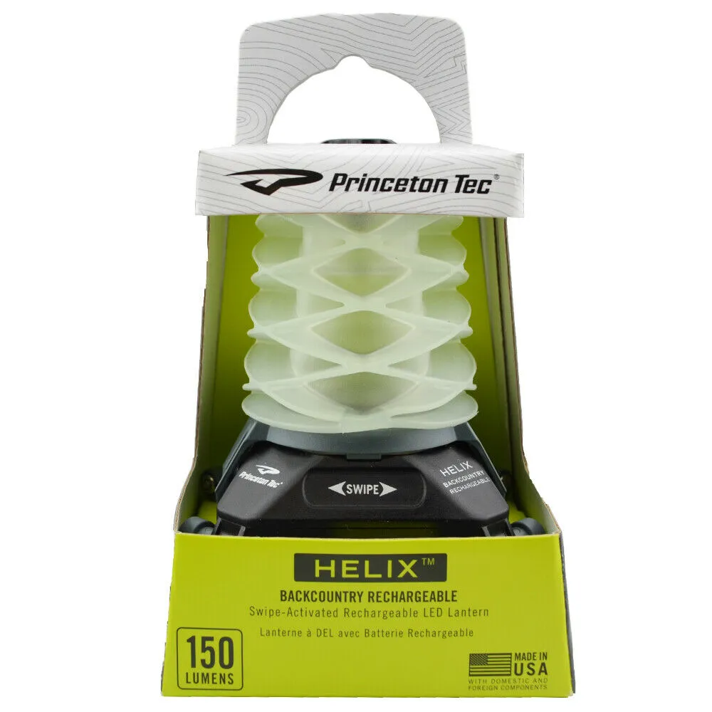 Princeton Tec Helix Rechargeable Lantern, Swipe-Activated LED Light, Black/Gray