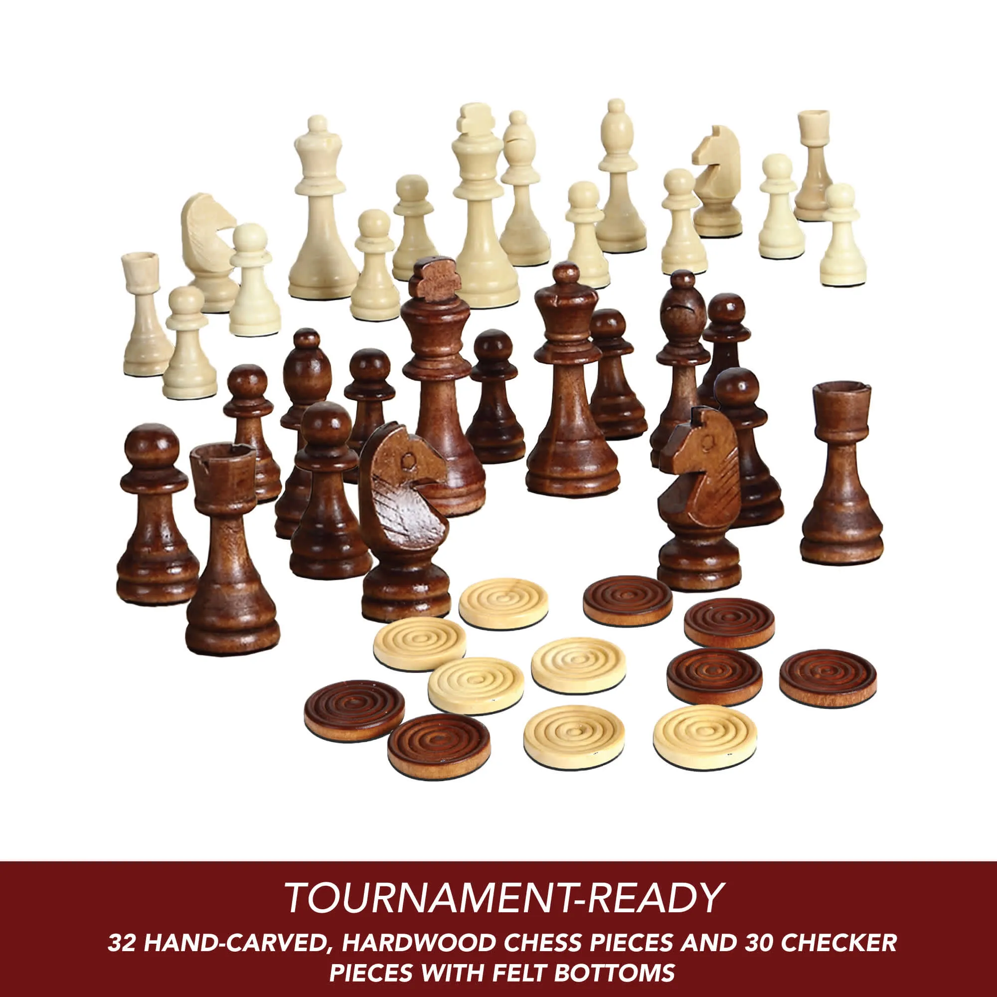 Prodigy 19-in Wooden Checkerboard Chess and Checkers Set