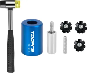 Ragyzity 7 PCS Bike Bicycle Fork Star Nut Setting Installer Install Tool with 3 Free Star Nuts, Bike Fork Installer Setting Tool and Rubber Hammers with Star Nuts, MTB Star Nut Tool