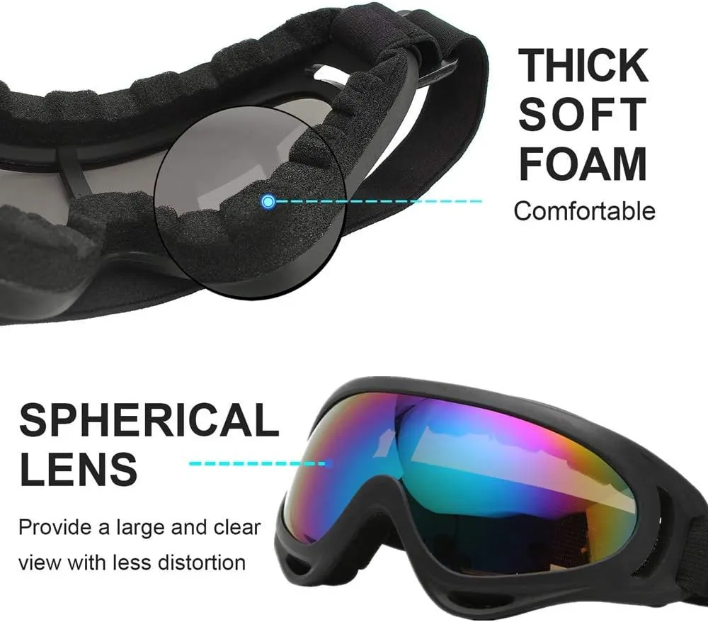 Ski Goggles, Pack of 4 - Snowboard Motorcycle Goggles Tactical Combat Military Glasses