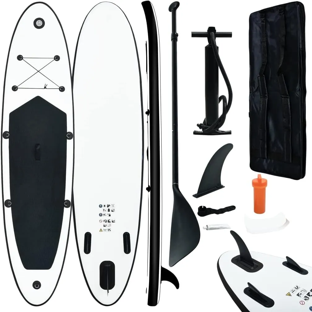 SKM Inflatable Stand up Paddle Board Set Black and White-2729