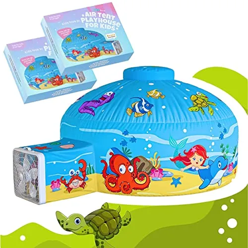 Skywin Air Tent Fort Playhouse for Kids - Inflatable Kids Fort Sets Up and Stores Away in Seconds (Fan NOT Included)