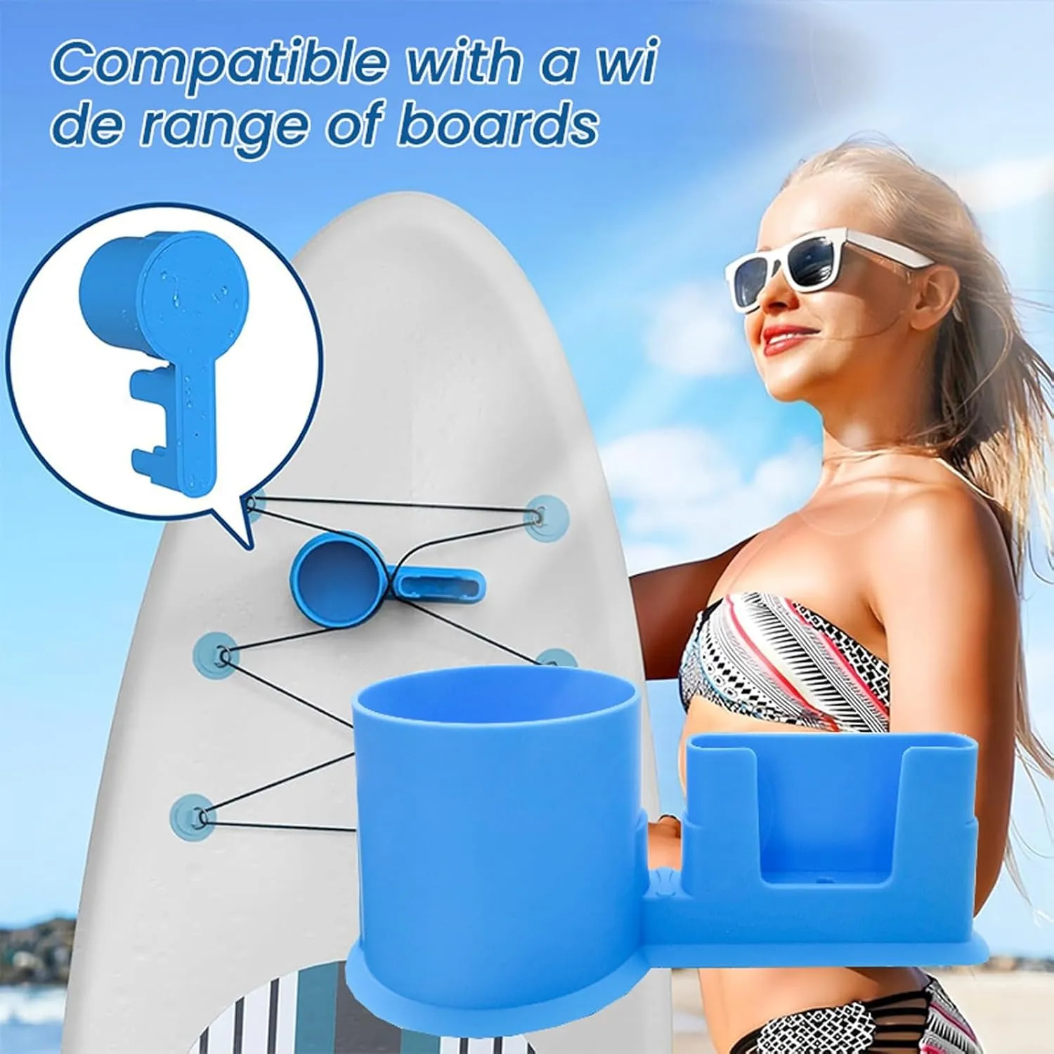 Stand up Paddle Board Accessories, Standup Paddle Board Cup Holder 2 Pack, Cool 2 in 1 Kayak Phone Mount, Paddleboard Cup and Phone Holder for Can, Drink(Black)