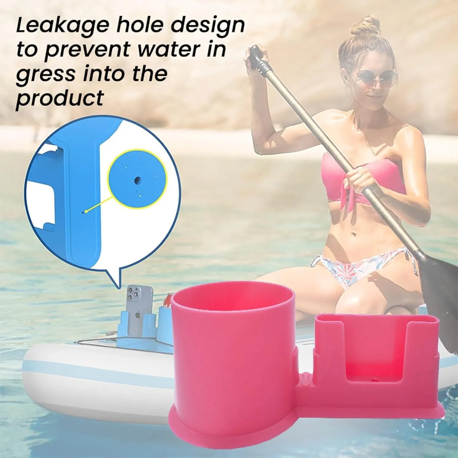 Stand up Paddle Board Accessories, Standup Paddle Board Cup Holder 2 Pack, Cool 2 in 1 Kayak Phone Mount, Paddleboard Cup and Phone Holder for Can, Drink(Black)