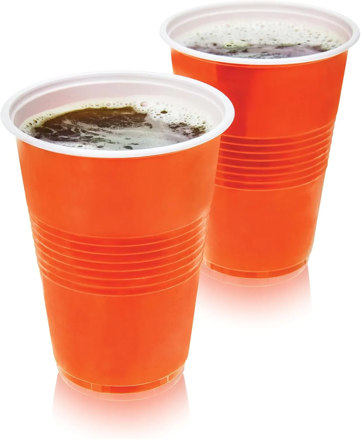 TRUE Orange Party Cups, Disposable Cups, Drink Cups for Cocktails and Beer, 16 Ounce Capacity, Plastic, Orange, Set of 50