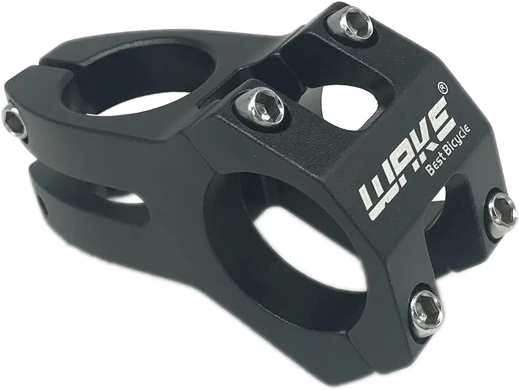 Wake High-Strength 31.8mm Aluminum Alloy Mountain MTB Bike Stem Riser 45mm Short handlebar Stem for Most Bicycle, Road bike, BMX, MTB DownHill (Black)
